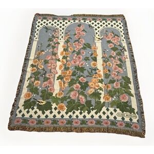 Claire Murray Garden Throw Blanket Floral Bird Goodwin Weavers Tapestry USA Made